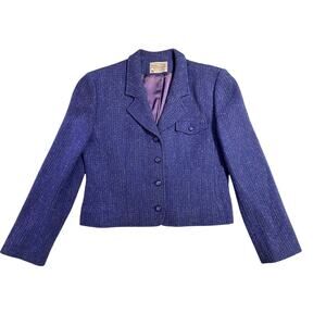 Vintage PENDLETON Purple Virgin Wool Tweed Blazer —Petite Small